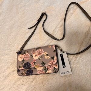Nine West Floral Crossbody Bag - Cream and Black